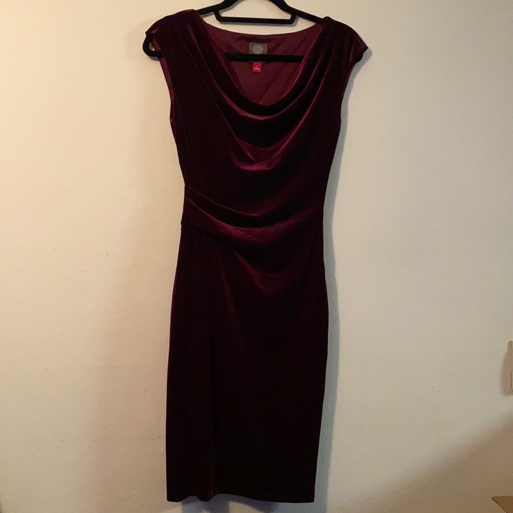 Burgundy velvet dress